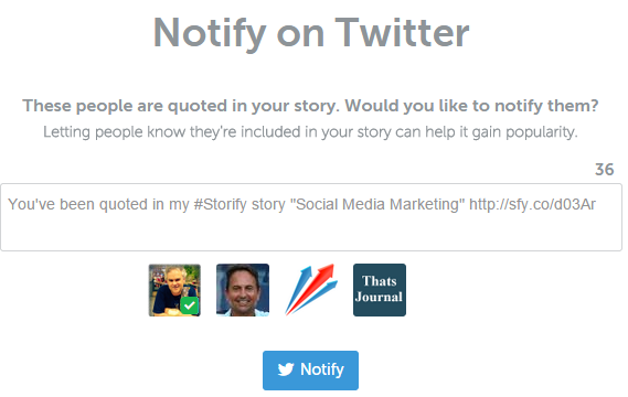 Notify mentioned users in Storify