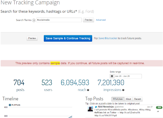Preview basic tracking in Keyhole
