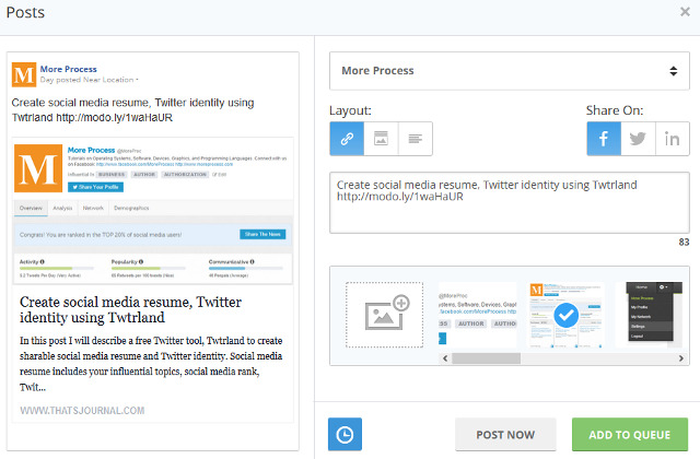 Schedule posts in Facebook, Twitter and LinkedIn using Pagemodo