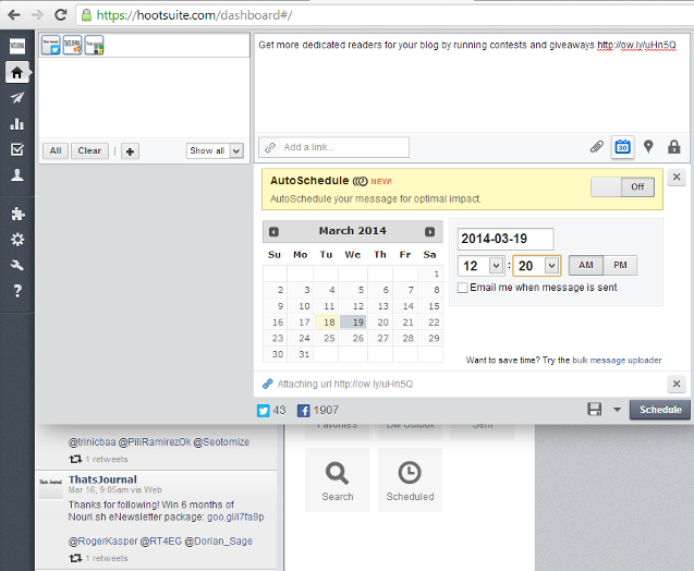 Schedule a message in HootSuite