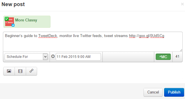 Schedule and save tweets and messages in MediaFunnel Schedule and save tweets and messages in MediaFunnel