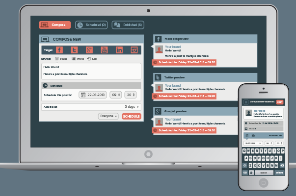 Schedule social media messages using Komfo