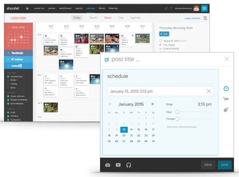 Schedule social media posts using Shoutlet