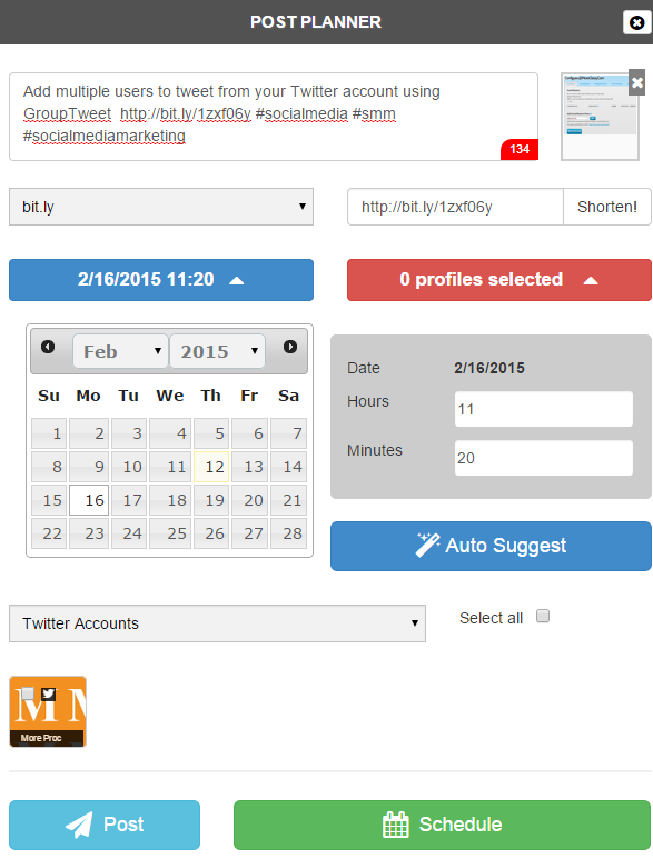 Schedule social media posts using Sociota