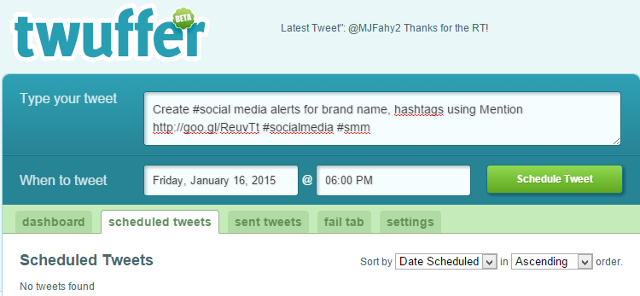 Schedule tweets in Twitter using Twuffer