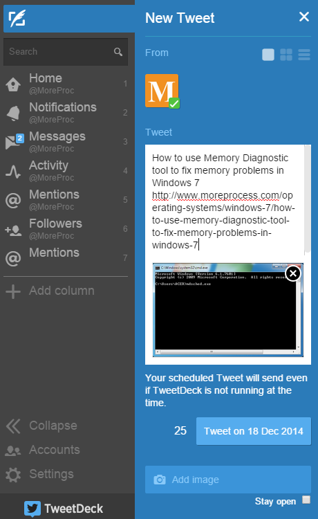 Schedule tweets using TweetDeck