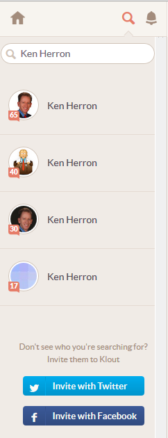 Search a member in Klout