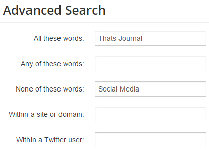 Search tweets containing term A but not B in Topsy