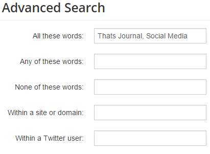 Search tweets containing both terms in Topsy