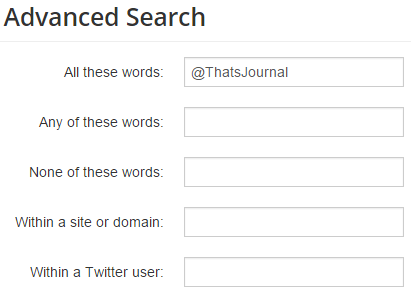 Search tweets mentioning a Twitter handle