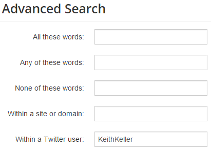 Search tweets sent from a person in Topsy