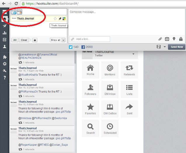 Select social networking account to send message in HootSuite