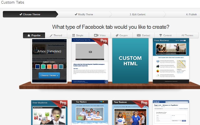 Select theme to create custom Facebook tabs Select theme to create custom Facebook tabs