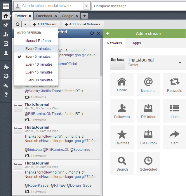 Set Auto Refresh rate for streams in Hootsuite