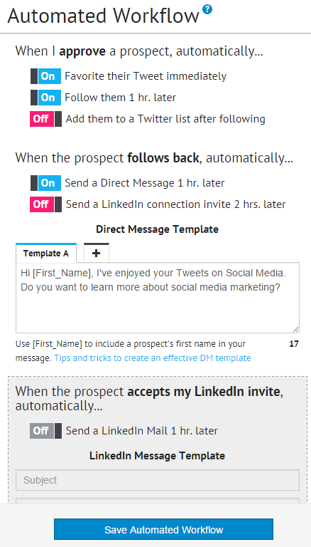 Set up automated enagement for approved leads in Socedo Set up automated enagement for approved leads in Socedo