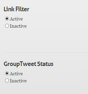 Set up link filter and enable or disable GroupTweet Set up link filter and enable or disable GroupTweet