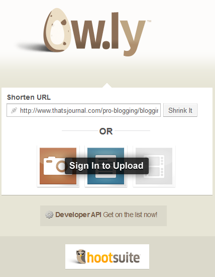 Shorten a long URL in Ow.ly