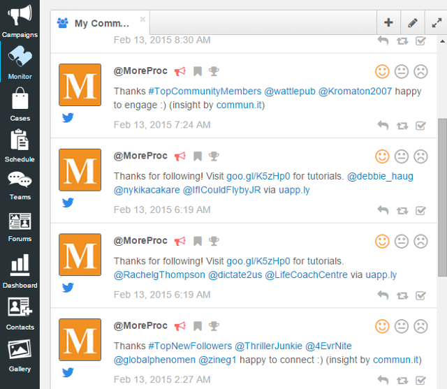 Social media inbox in Rignite Social media inbox in Rignite