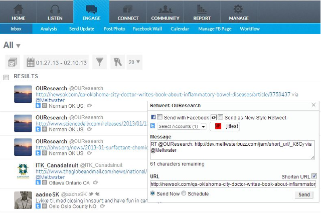 Social media inbox to reply to posts in Meltwater Buzz