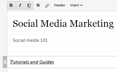 Text formatting options in Storify