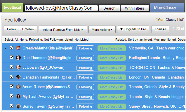Twitter list management tool, TweetBe.at to add users to lists