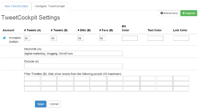 Twitter reply, keyword search and integrated timeline in SocialOomph