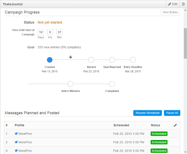 View campaign progress in Rignite View campaign progress in Rignite