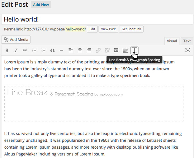 Add line, paragraph spacing from visual post editor in WordPress