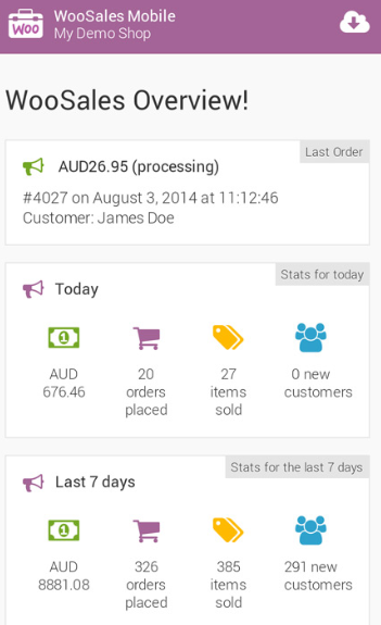 WooCommerce Plugin To Check Order Statistics From Cell Phone