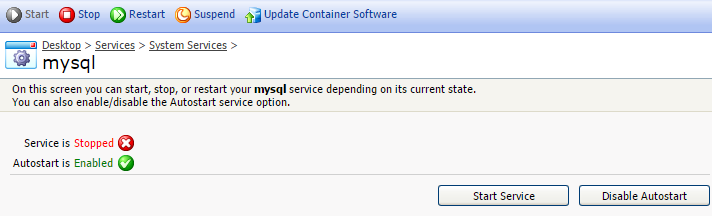 Click on Start service in Virtuozzo Power panel