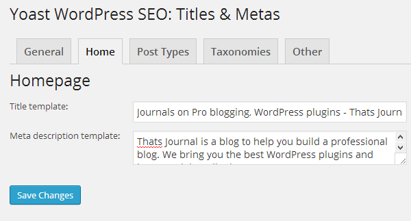 Homepage title and meta description settings for WordPress SEO by Yoast plugin Homepage title and meta description settings for WordPress SEO by Yoast plugin