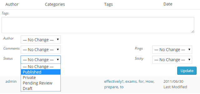 Bulk Edit Status, Categories, Author For Posts In WordPress Bulk Edit Status, Categories, Author For Posts In WordPress