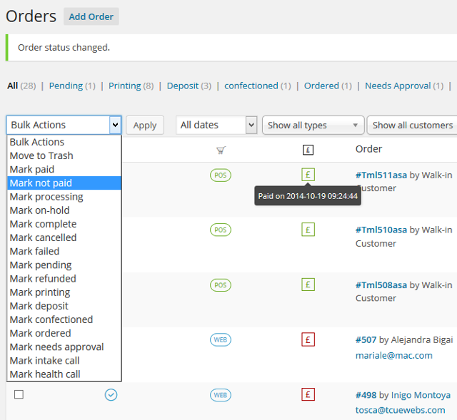 Change Payment Status In Bulk For Orders in WooCommerce Change Payment Status In Bulk For Orders in WooCommerce