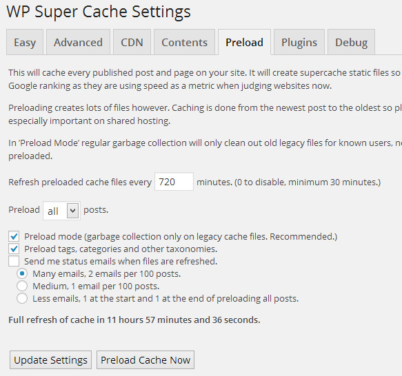 Enable Preload Feature In WP Super Cache For Fast Loading Enable Preload Feature In WP Super Cache For Fast Loading