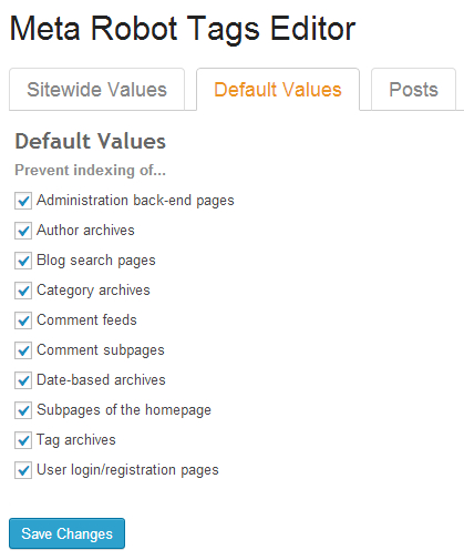 Meta robot tags settings in SEO Ultimate WordPress plugin Meta robot tags settings in SEO Ultimate WordPress plugin