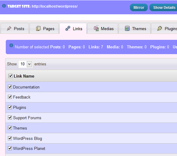 Select items to copy to destination WordPress blog Select items to copy to destination WordPress blog