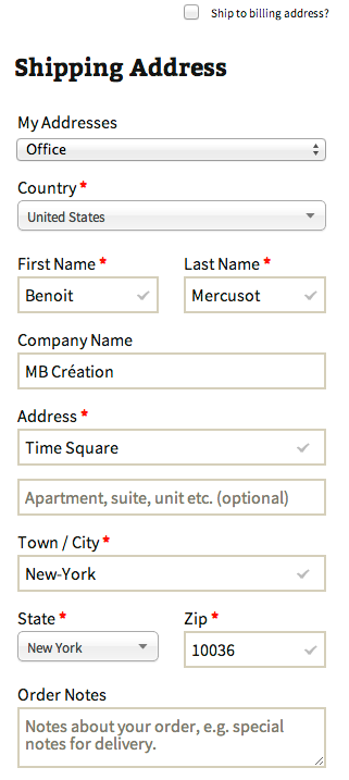 Select shipping address in WooCommerce store