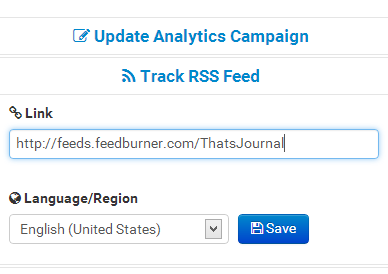 Set up social analytics campaign to analyze RSS feed URL