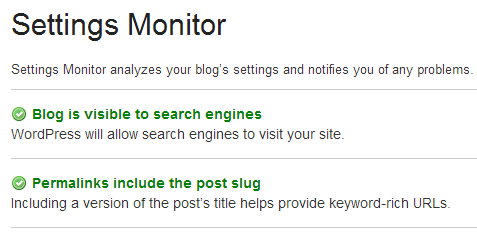 Settings monitor in SEO Ultimate WordPress plugin Settings monitor in SEO Ultimate WordPress plugin