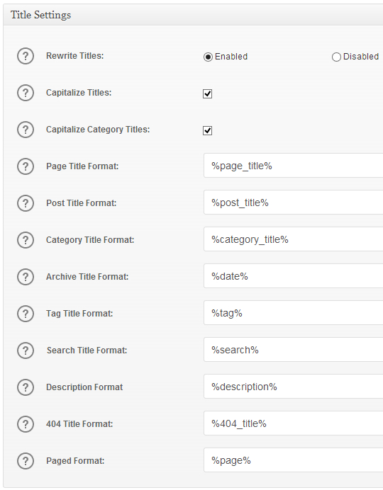Title Settings in All in One SEO Pack WordPress plugin