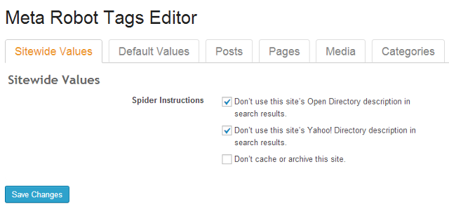 noodp, noydir settings in SEO Ultimate WordPress plugin noodp, noydir settings in SEO Ultimate WordPress plugin