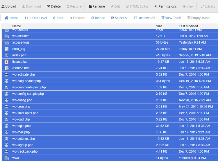 When files are extracted, click on Select All on top