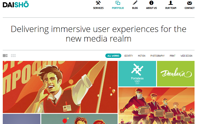 Responsive Portfolio WordPress theme with category grid homepage showcase