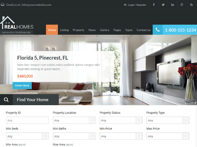 Responsive Real Estate WordPress Theme With Property Listings