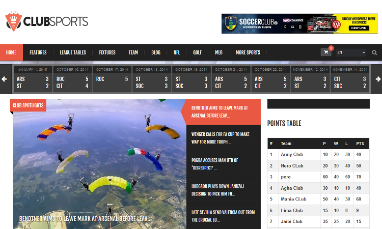 Club Sports WordPress Theme