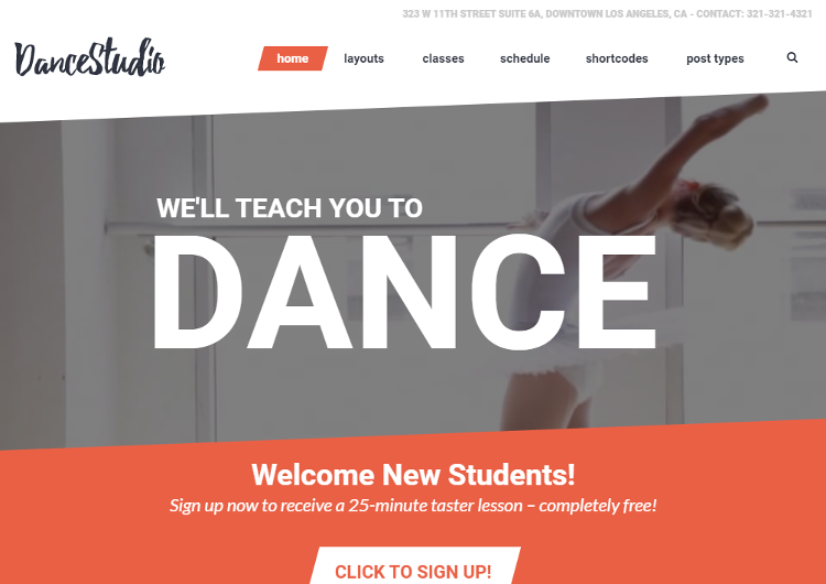 Dance Studio WordPress Theme Dance Studio WordPress Theme