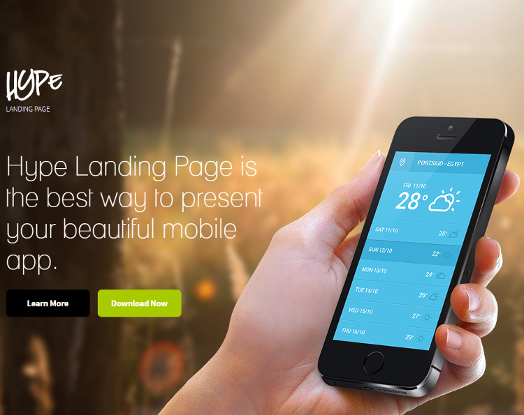 Hype Mobile App Landing Page Template