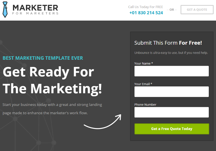 Marketer Landing Page Template