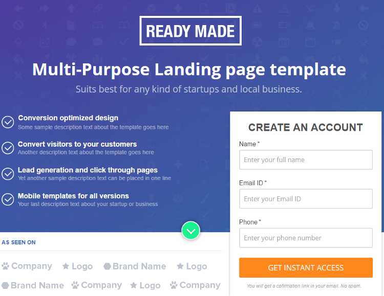 Readymade Pagewiz Landing Page Template