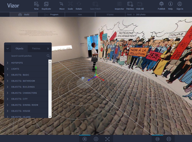 Create and Edit a VR Website by using a Vizor Interface